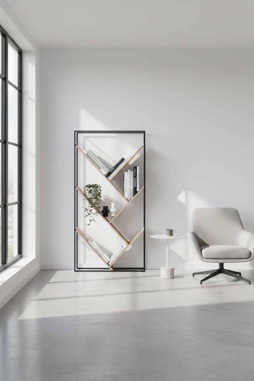 BOOKCASE - 60"H / GREY / BLACK METAL