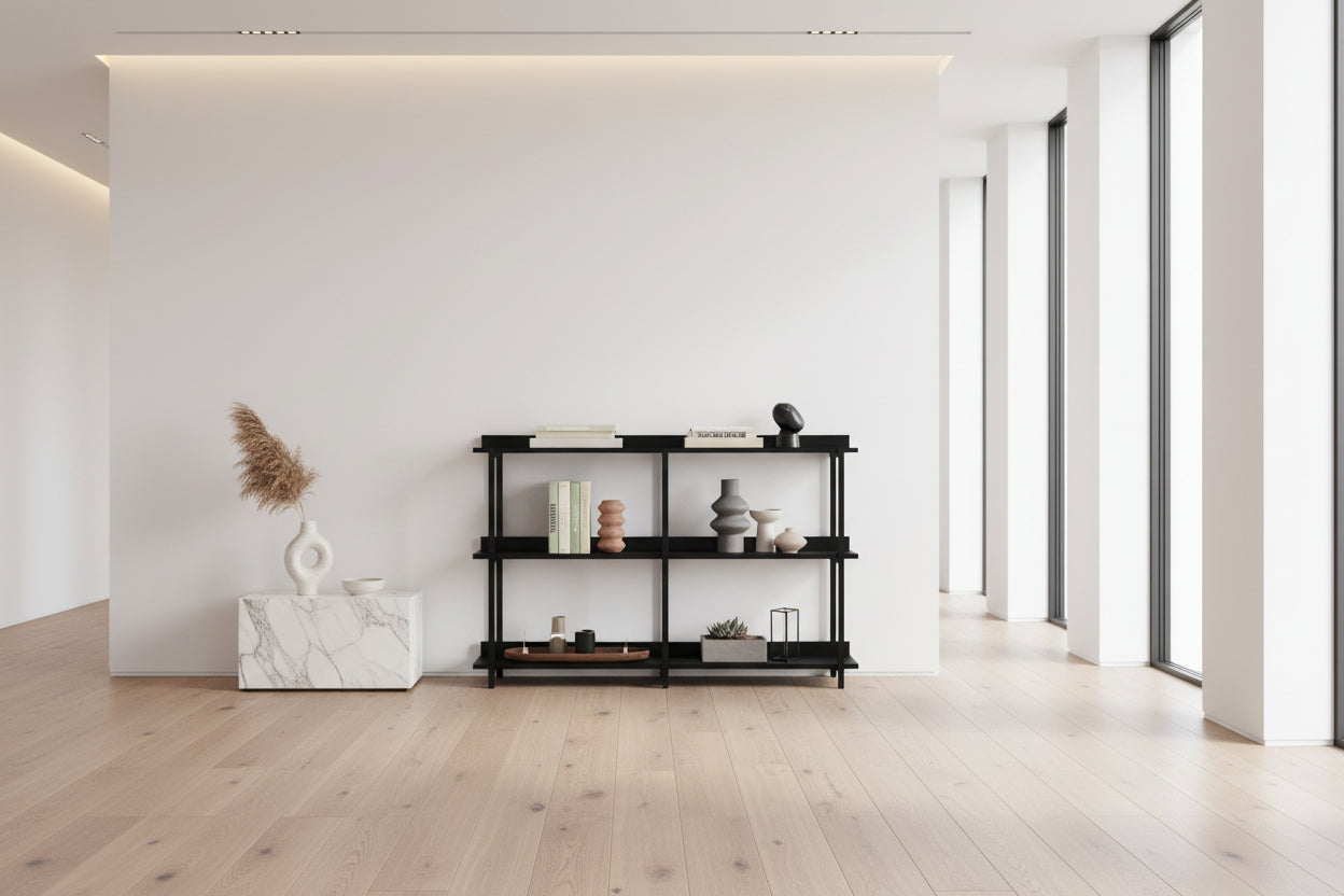 TABLE D'APPOINT - 48"L / ESPRESSO / CONSOLE D'ENTRÉE EN MÉTAL NOIR