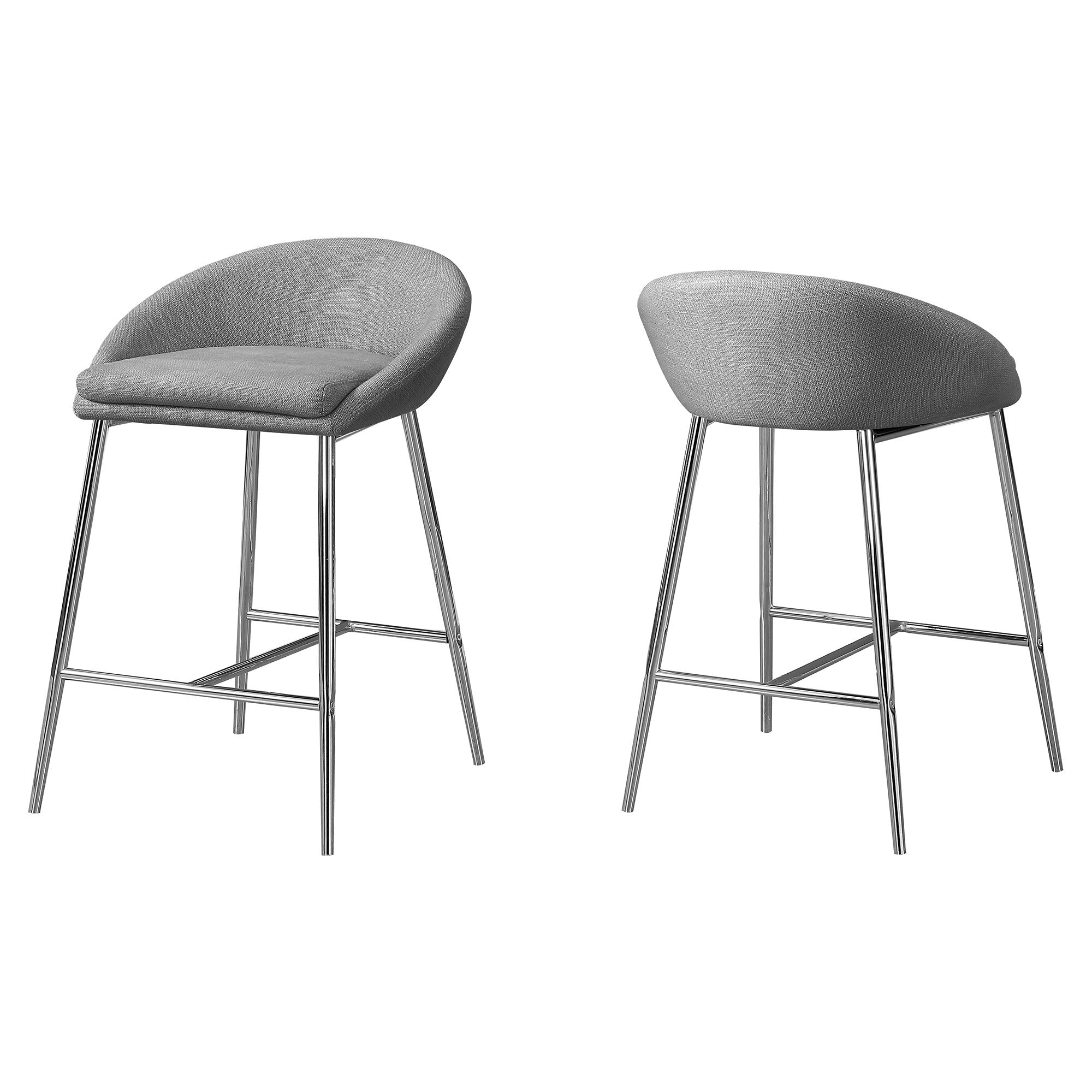 BARSTOOL - 2PCS / WHITE / CHROME BASE / COUNTER HEIGHT