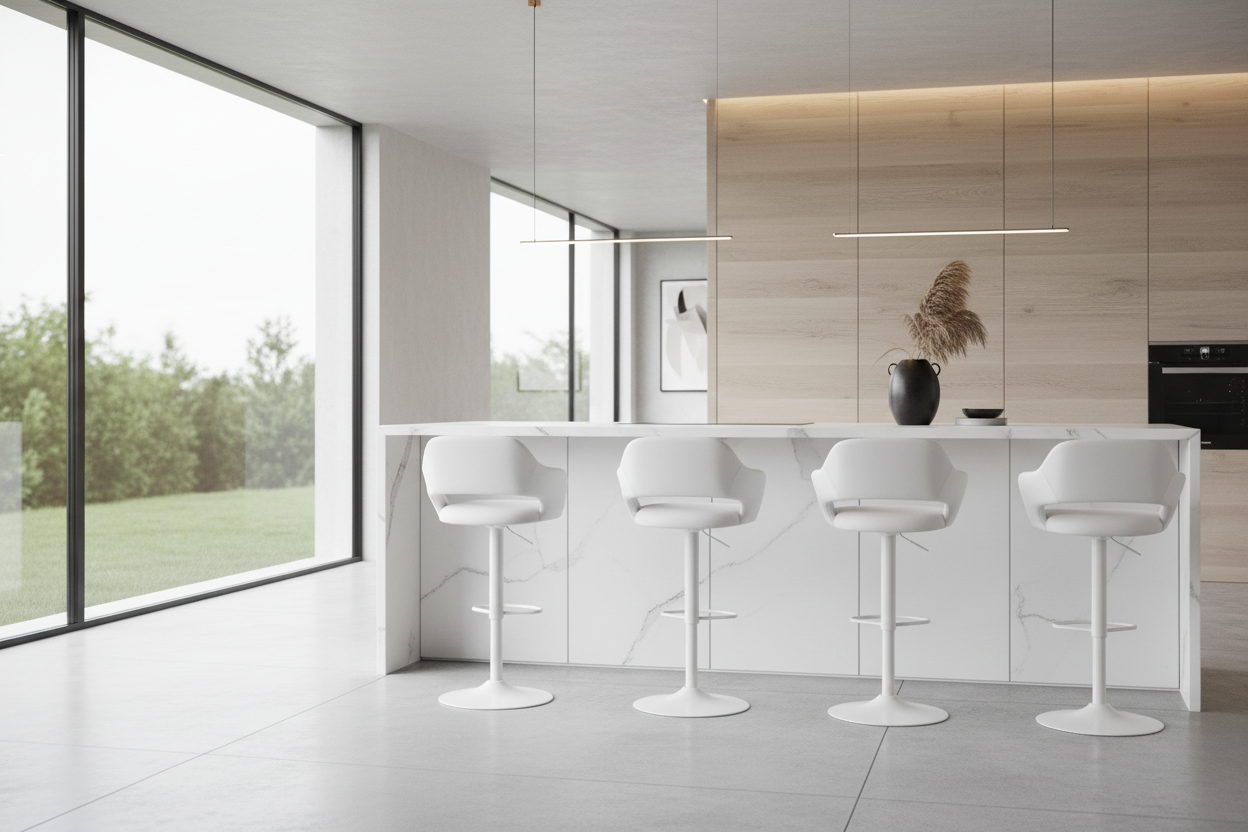 TABOURET DE BAR - NOIR / MÉTAL CHROME À LEVER HYDRAULIQUE