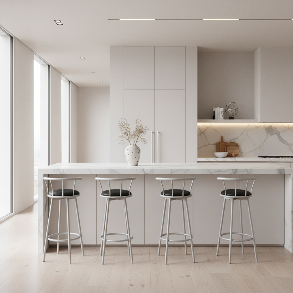 BARSTOOL - 2PCS / 36"H / SWIVEL / WHITE METAL