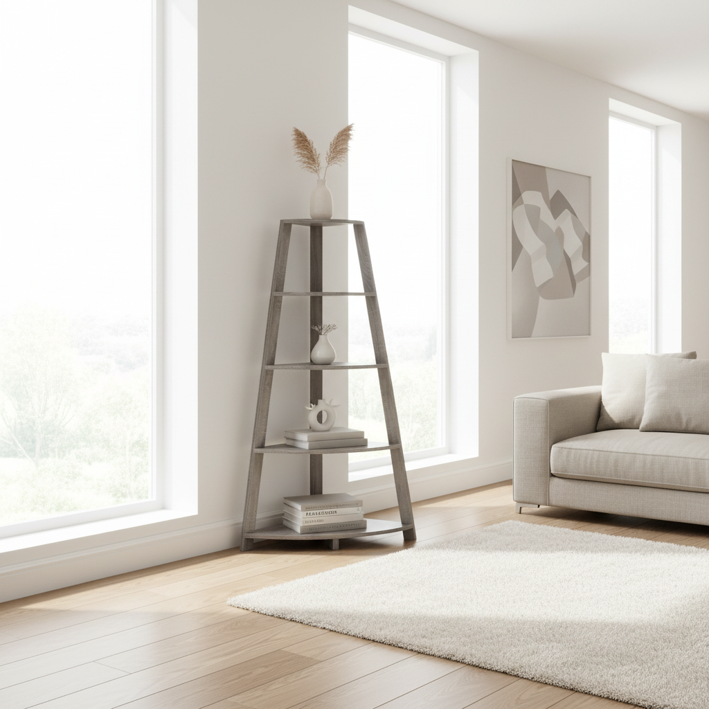 BOOKCASE - 60"H / ESPRESSO CORNER ACCENT ETAGERE