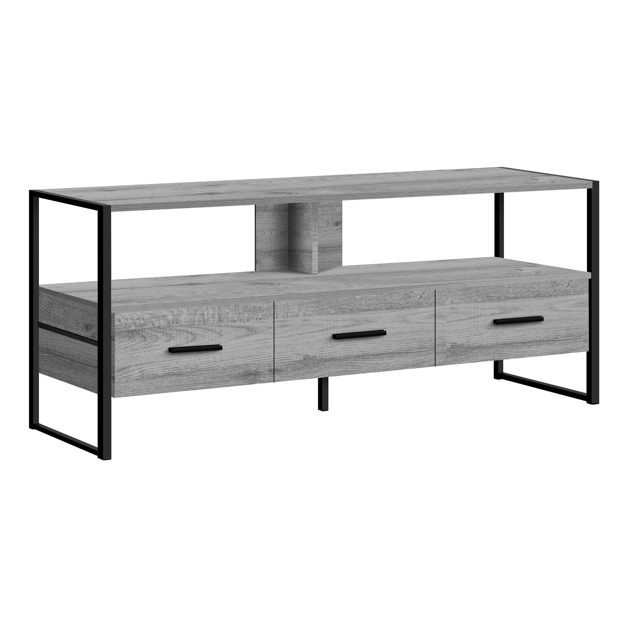TV STAND - 48"L / BROWN RECLAIMED / BLACK METAL