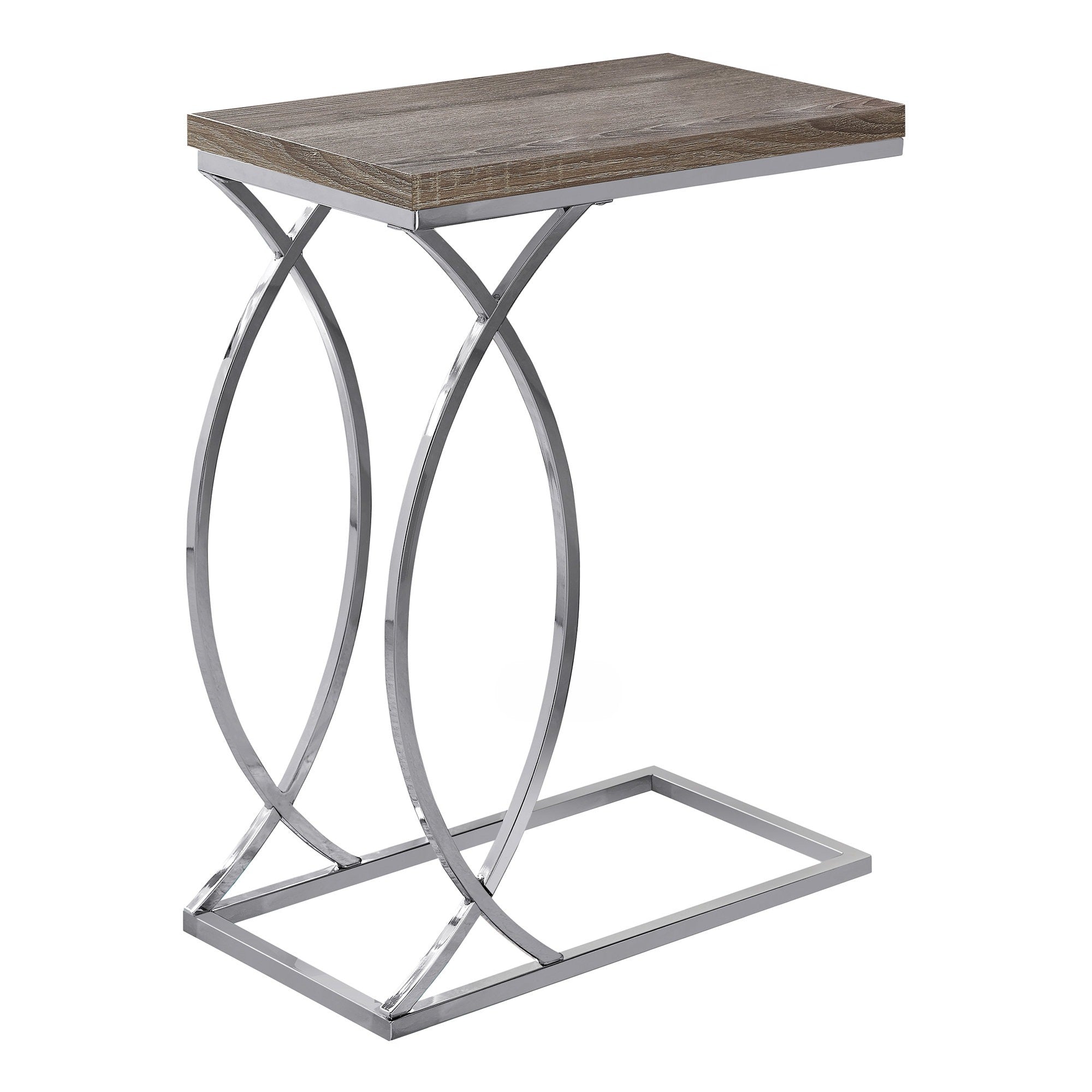 TABLE D'APPOINT - BLANC BRILLANT AVEC MÉTAL CHROME