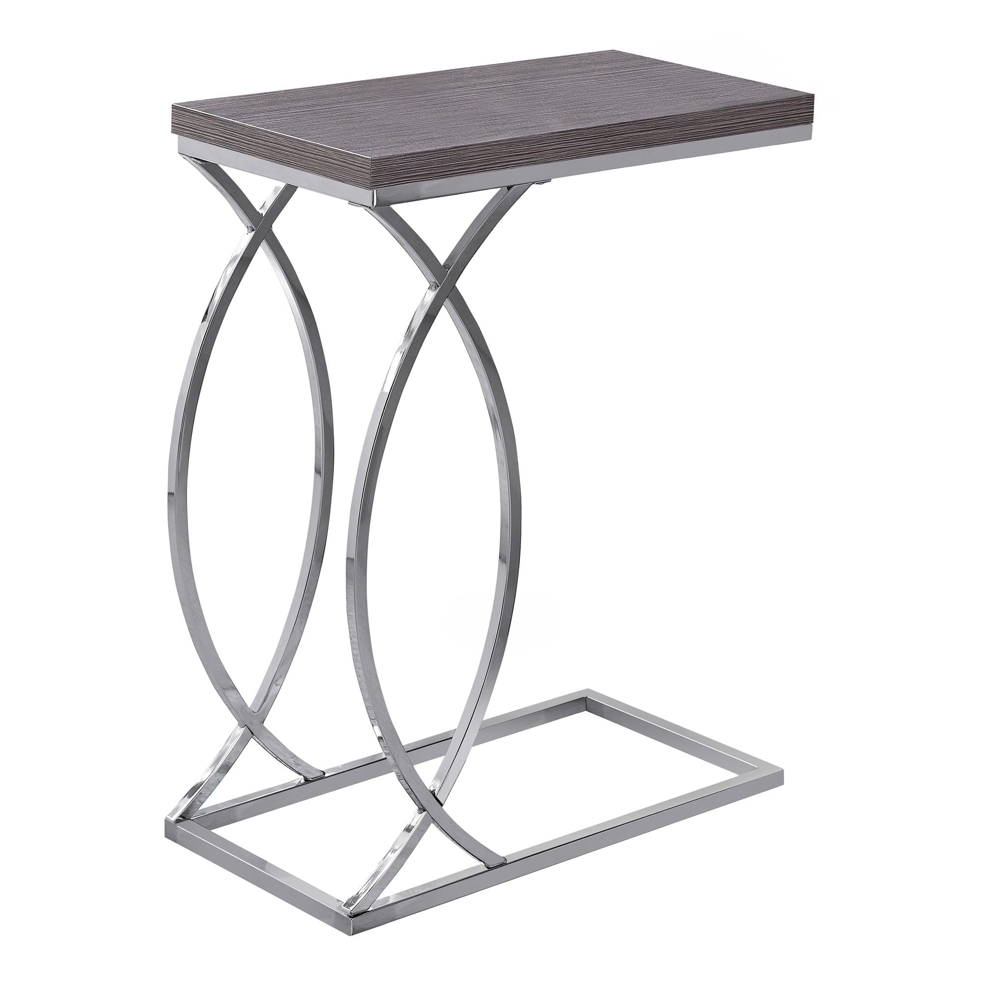 TABLE D'APPOINT - BLANC BRILLANT AVEC MÉTAL CHROME