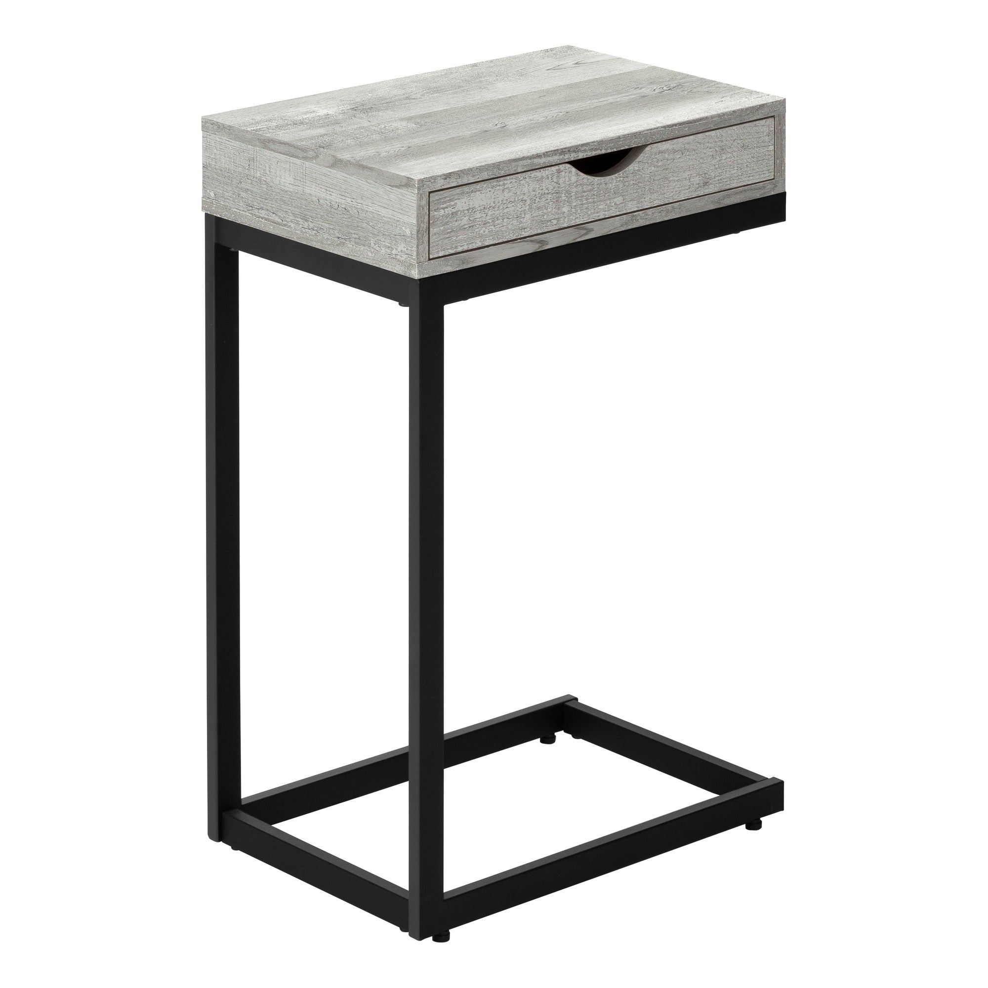 TABLE D'APPOINT - MÉTAL CHROME / BLANC BRILLANT AVEC TIROIR