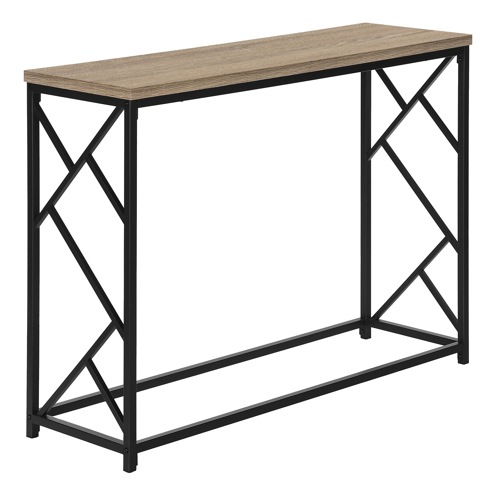TABLE D'APPOINT - 44"L / CONSOLE D'ENTRÉE EN MÉTAL GRIS / NOIR