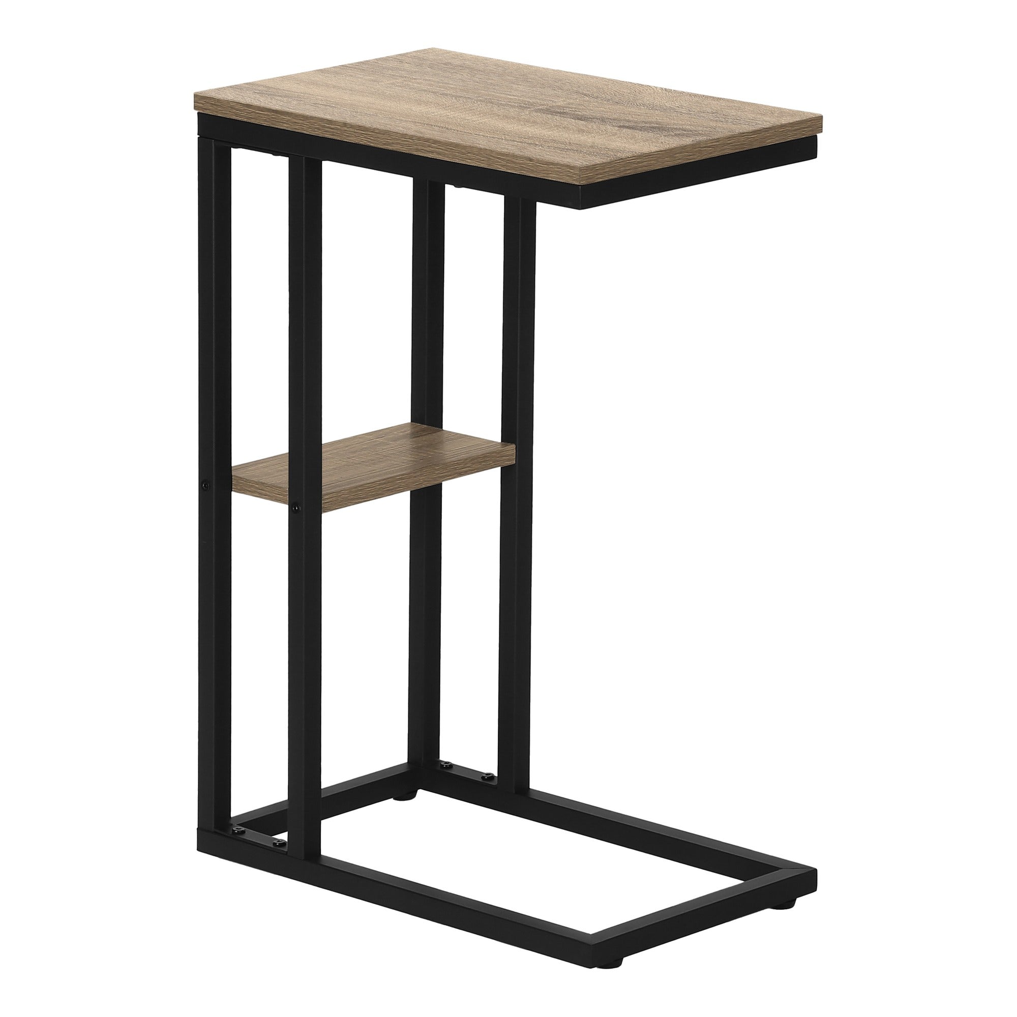 TABLE D'APPOINT - 25"H / ESPRESSO / MÉTAL NOIR