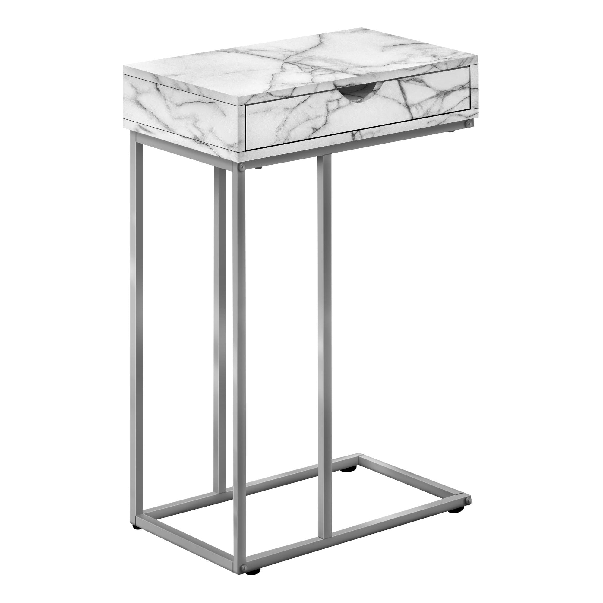 TABLE D'APPOINT - 25"H / BLANC / MÉTAL NOIR