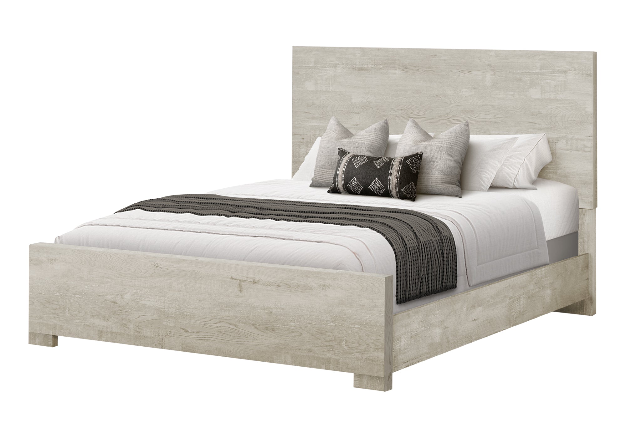 Bedroom Set - Queen Size Bed / Bleached Oak Finish