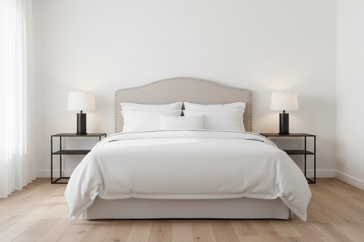 BED - QUEEN SIZE / BROWN LEATHER-LOOK HEADBOARD ONLY