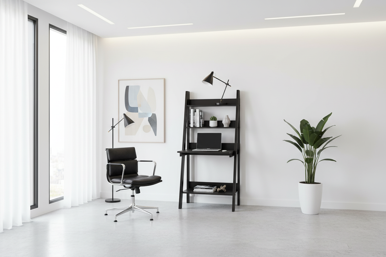 COMPUTER DESK - 61"H / WHITE LADDER STYLE