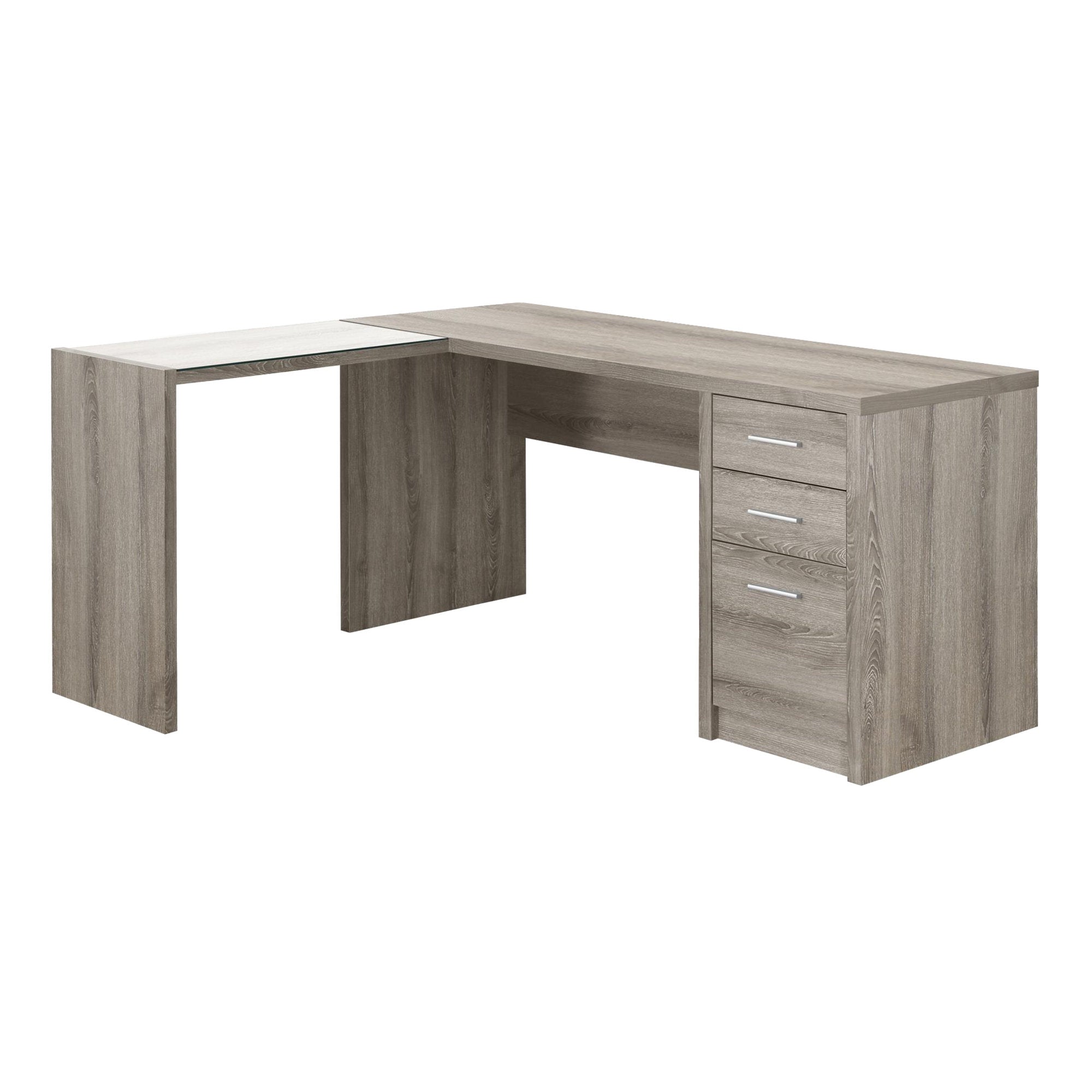 COMPUTER DESK - WHITE CORNER WITH TEMPERED GLASS