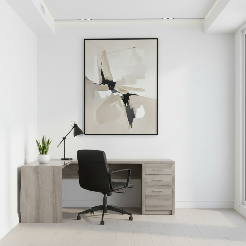 COMPUTER DESK - WHITE CORNER WITH TEMPERED GLASS