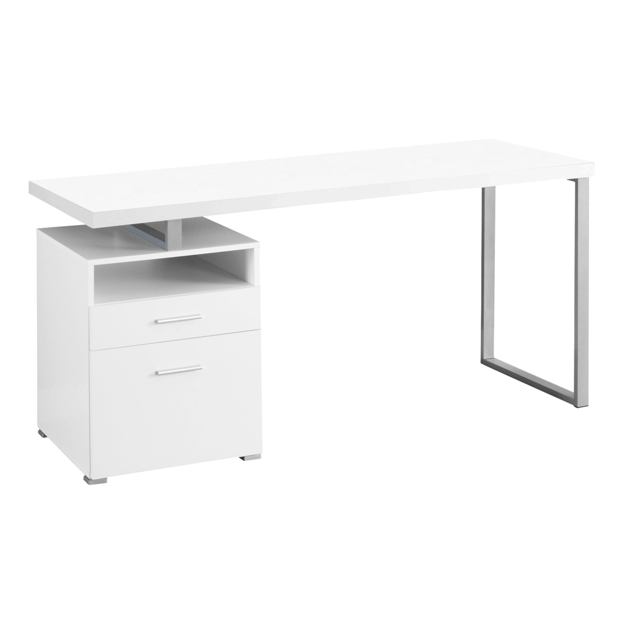 COMPUTER DESK - 60"L / ESPRESSO / SILVER METAL