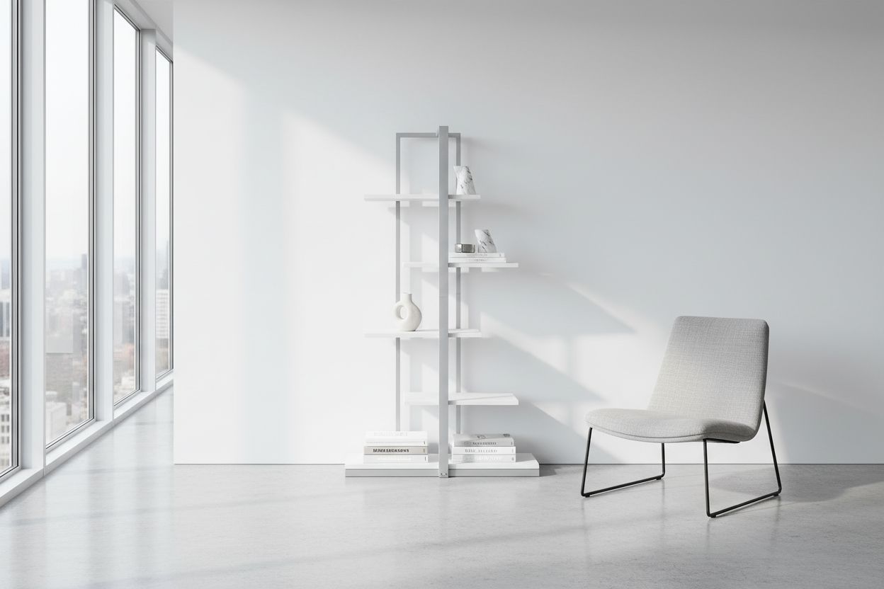 BIBLIOTHÈQUE - 60"H / NOIR / MÉTAL NOIR