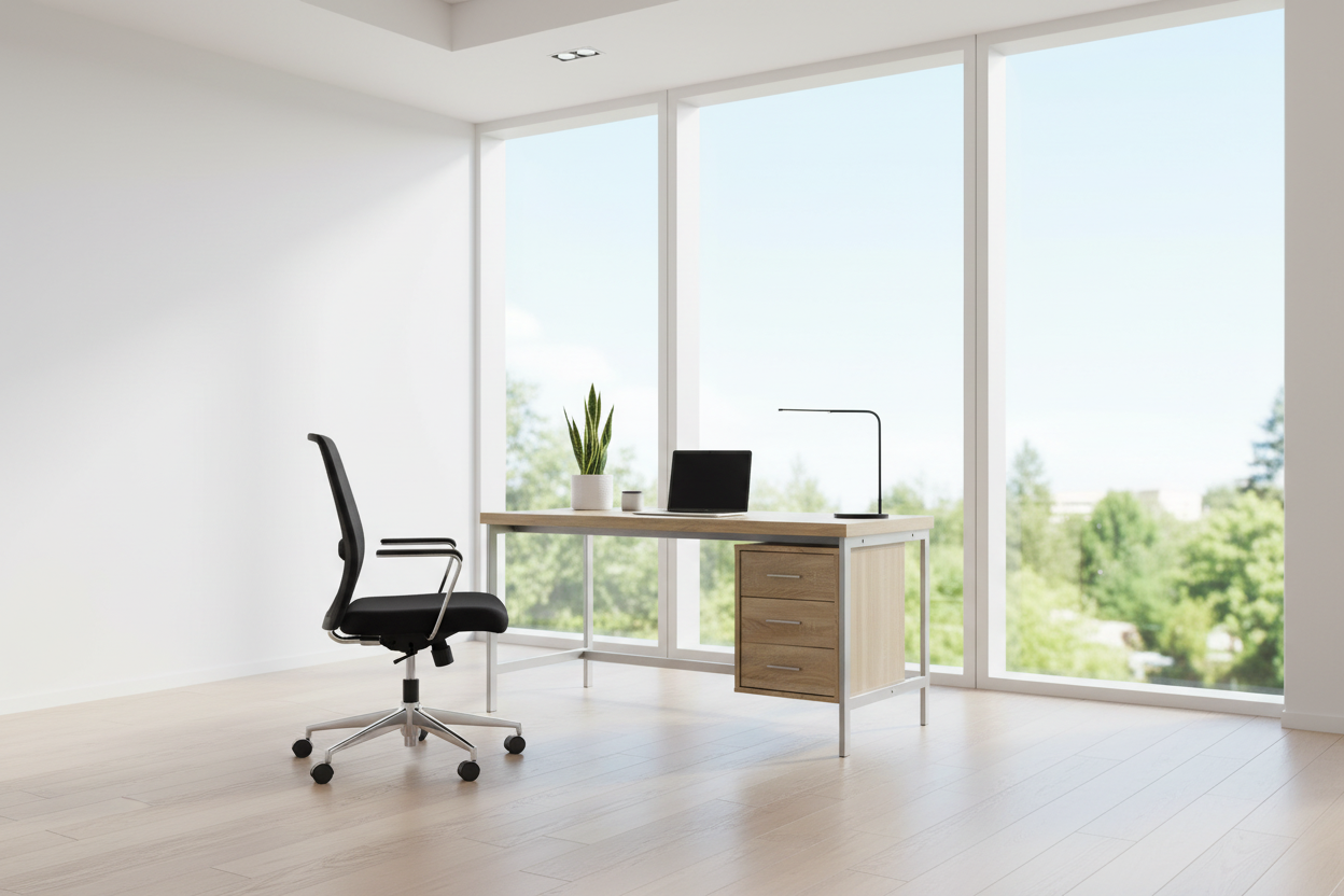 COMPUTER DESK - 60"L / WHITE / SILVER METAL