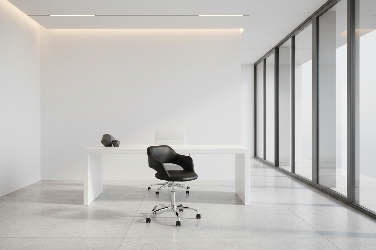 OFFICE CHAIR - WHITE / CHROME METAL HYDRAULIC LIFT BASE