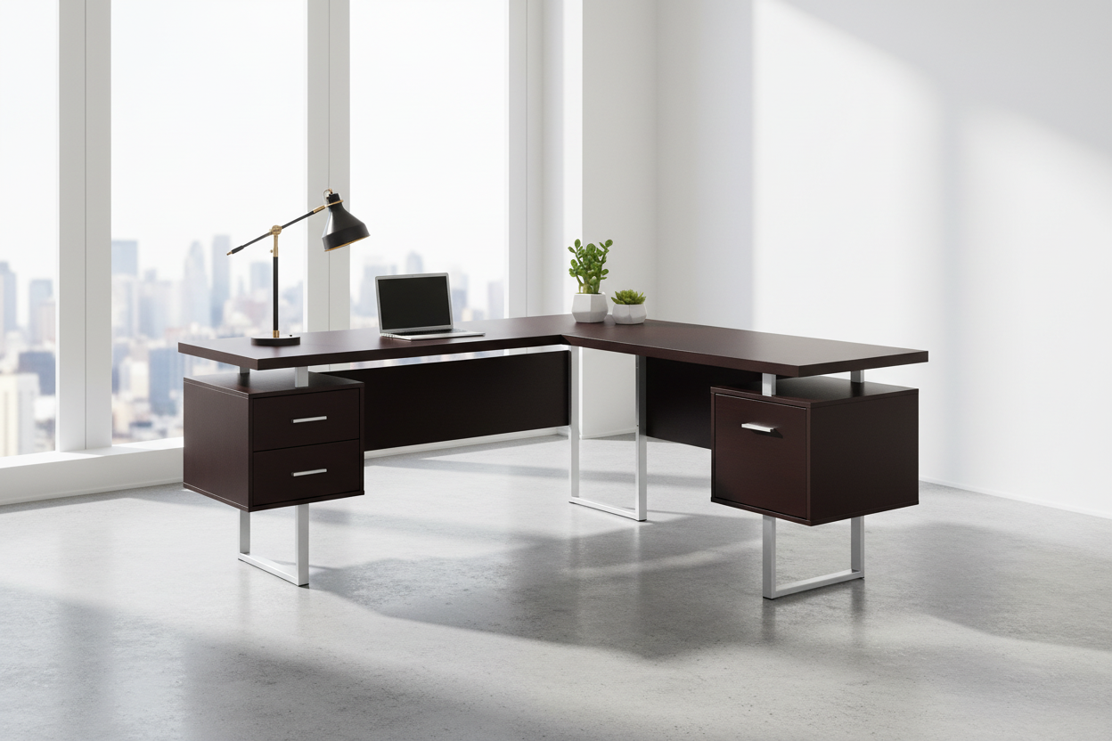 COMPUTER DESK - 70"L / DARK TAUPE LEFT OR RIGHT FACING