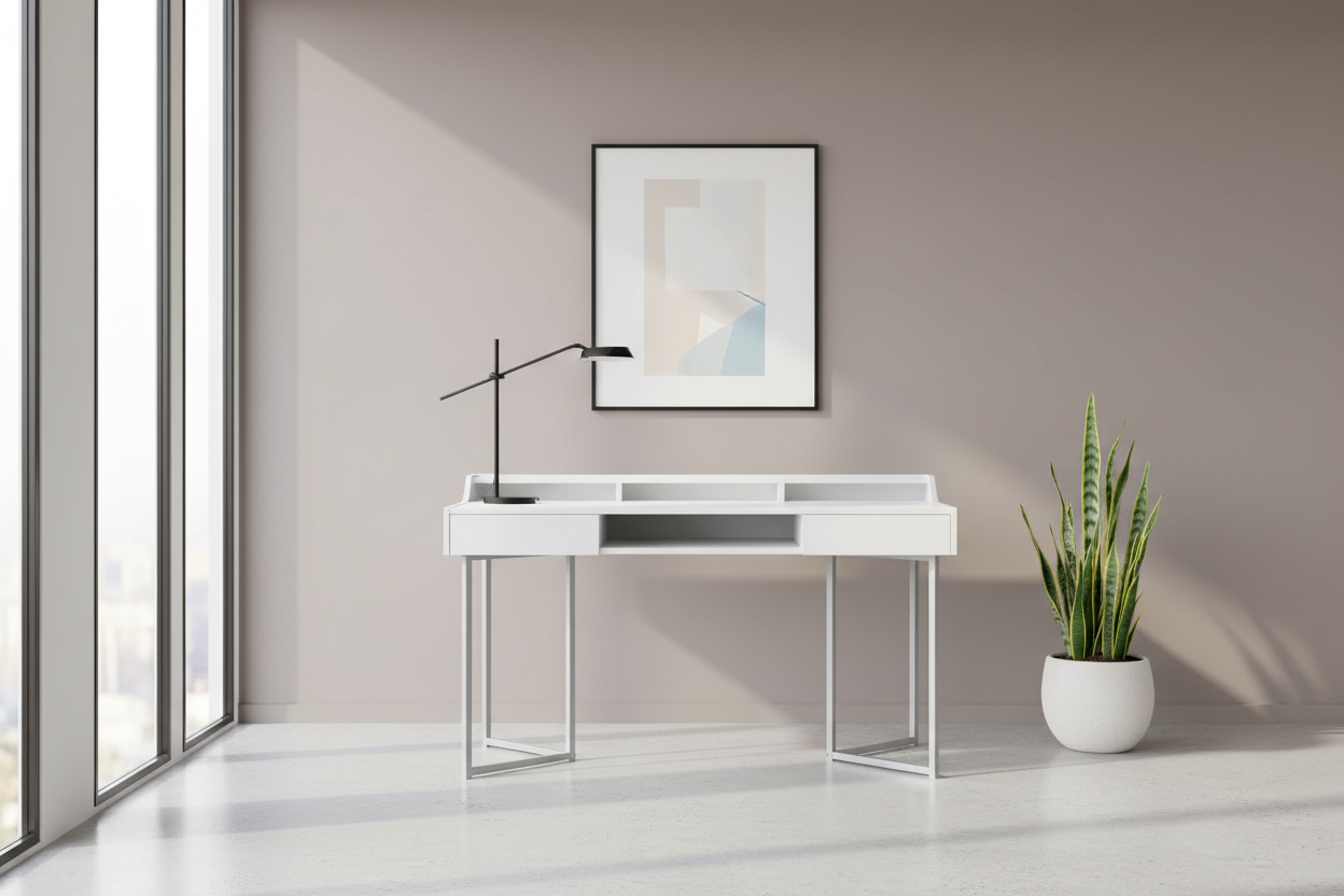COMPUTER DESK - 48"L / DARK TAUPE / BLACK METAL