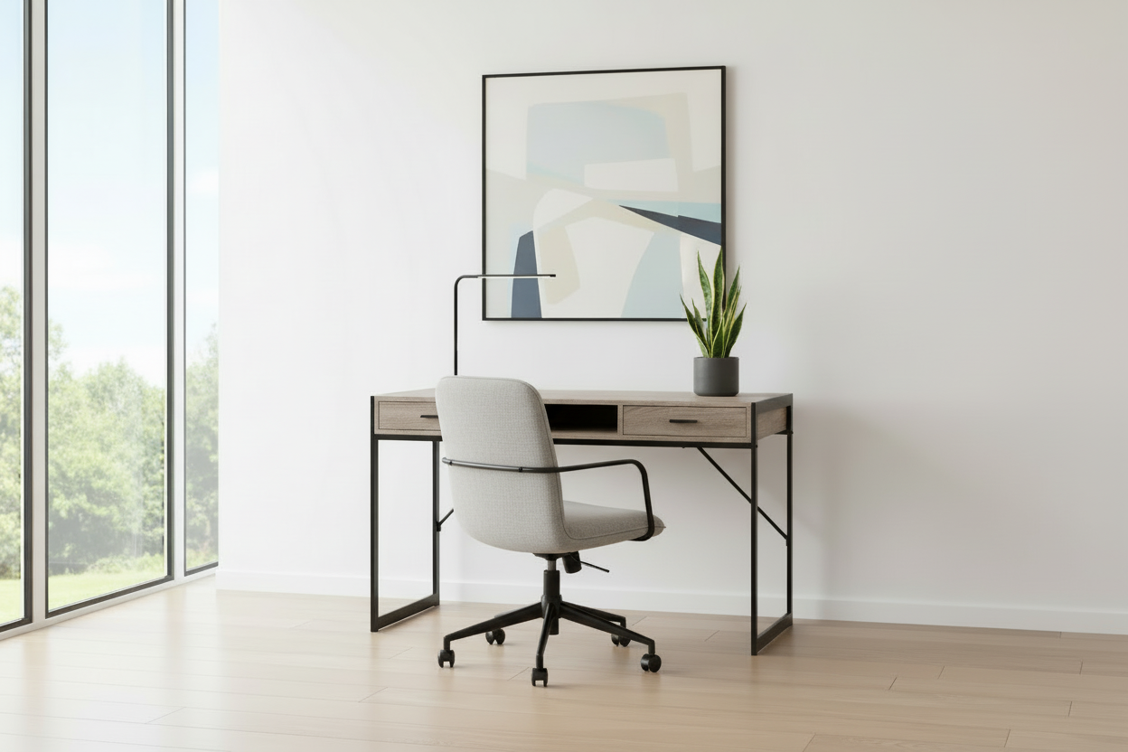 COMPUTER DESK - 48"L / WHITE / SILVER METAL