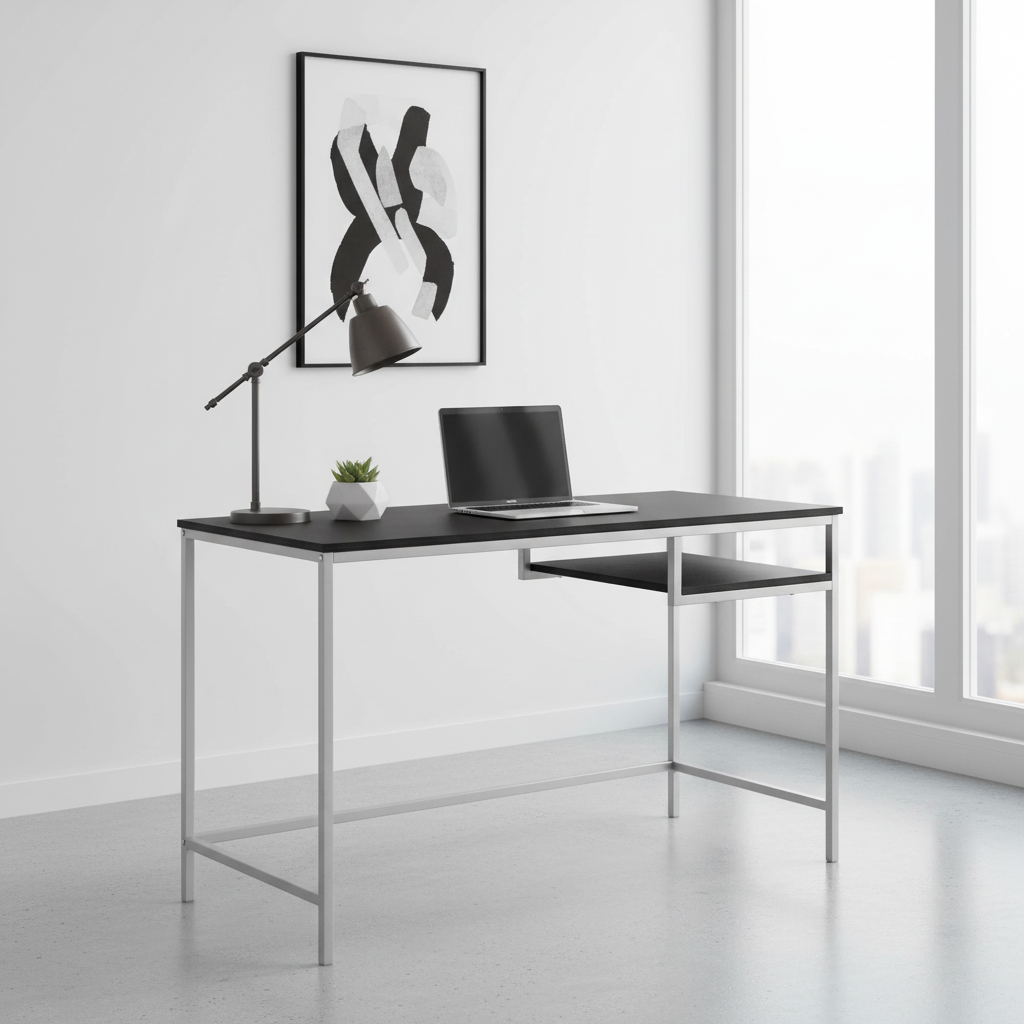 COMPUTER DESK - 48"L / WHITE / SILVER METAL