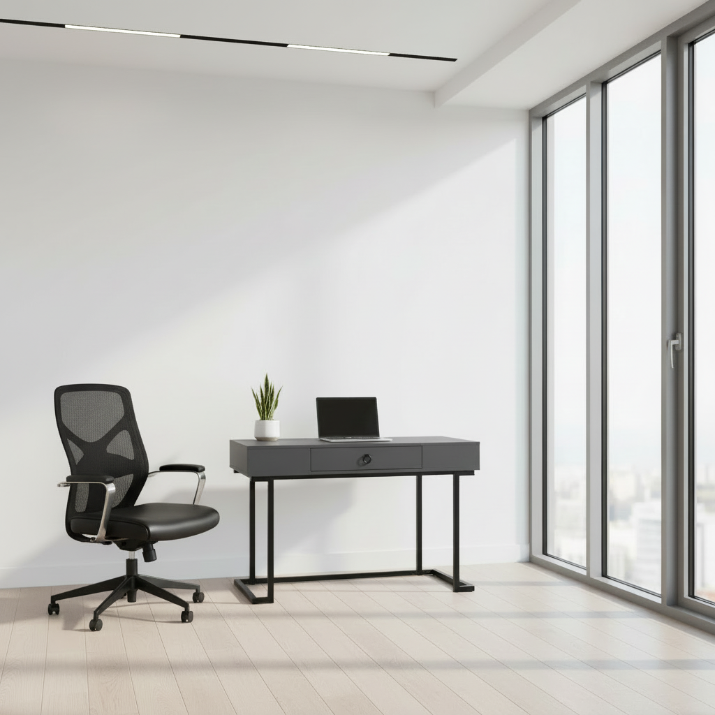 COMPUTER DESK - 42"L / WHITE / BLACK METAL