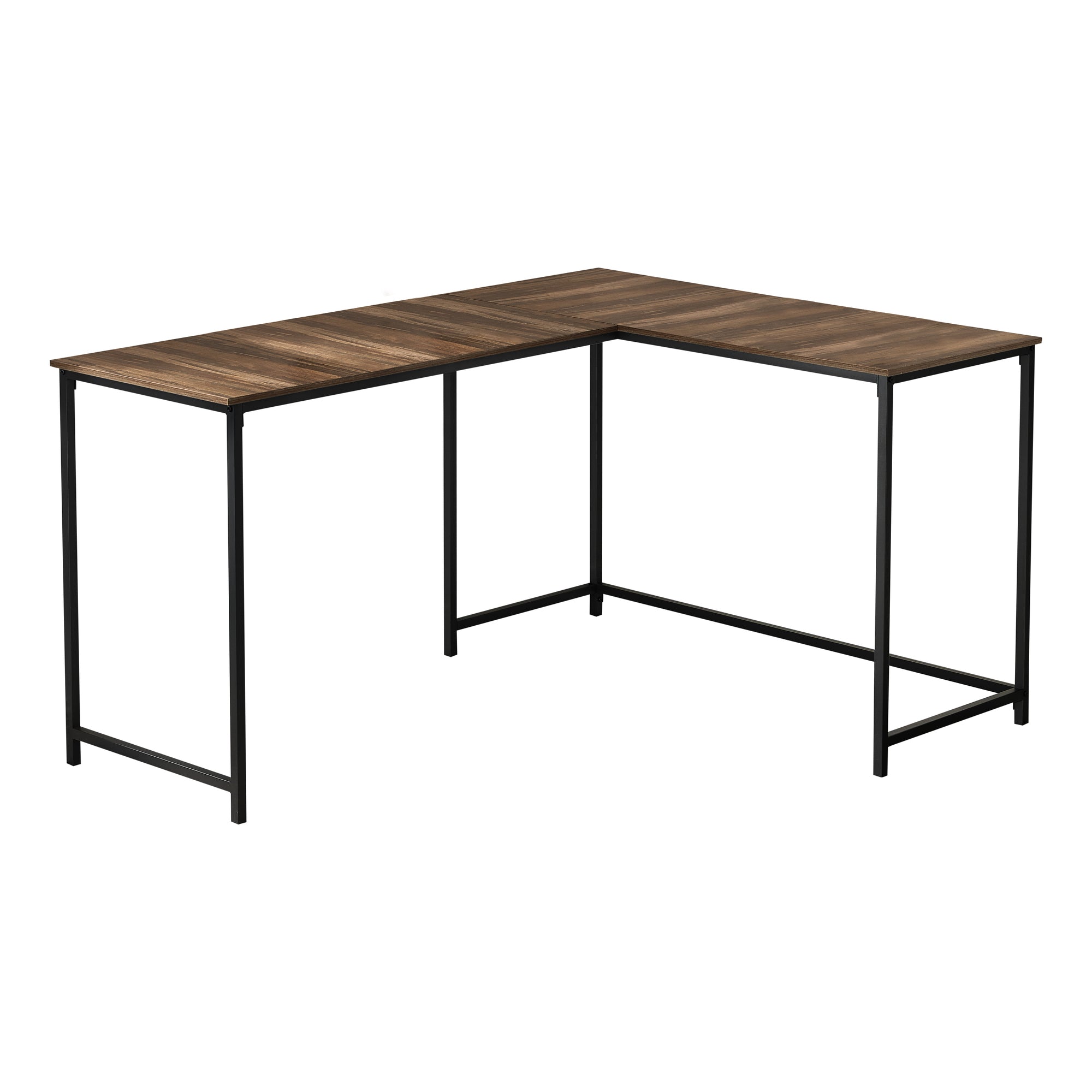 COMPUTER DESK - 58"L / ESPRESSO TOP / BLACK METAL CORNER