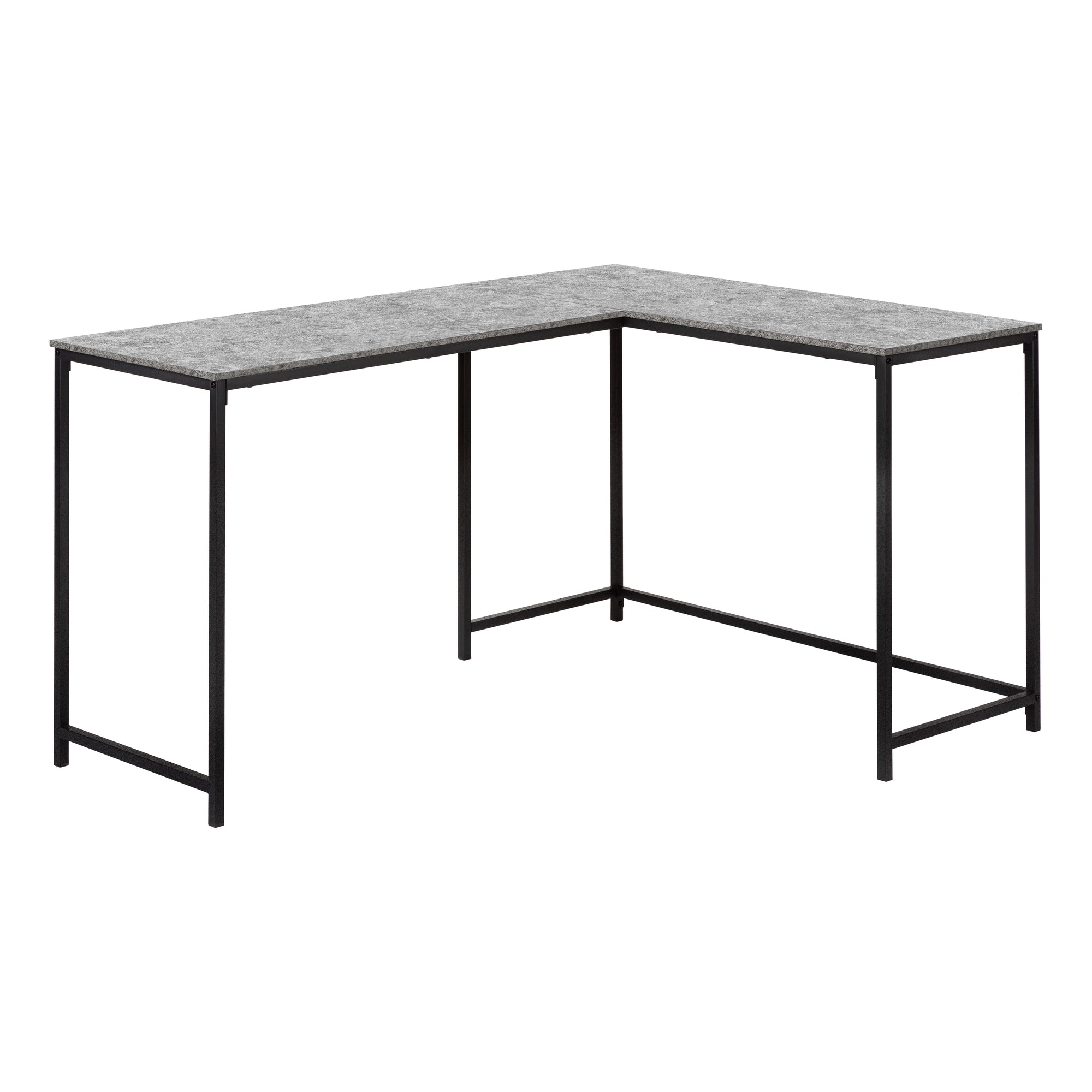COMPUTER DESK - 58"L / ESPRESSO TOP / BLACK METAL CORNER