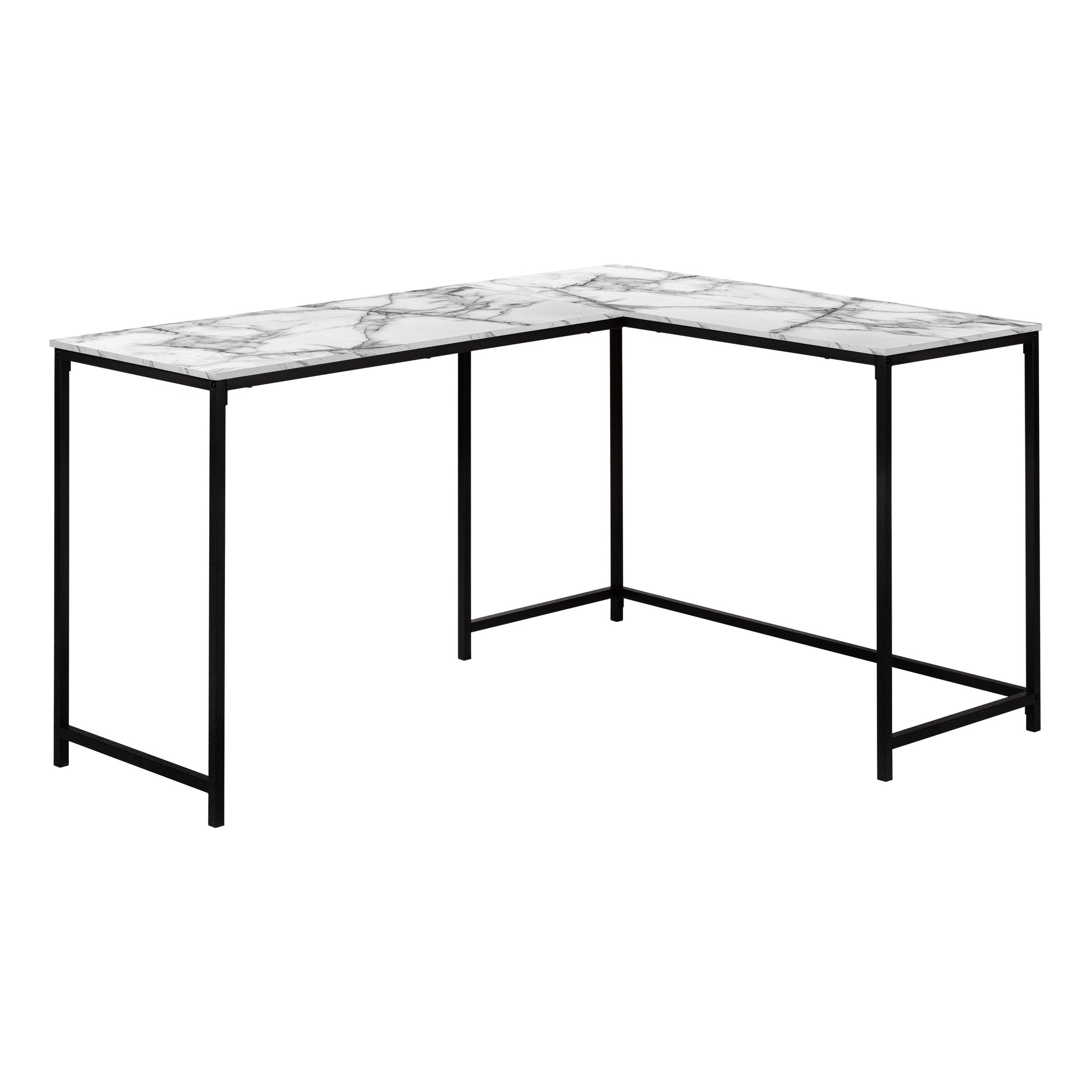 COMPUTER DESK - 58"L / ESPRESSO TOP / BLACK METAL CORNER