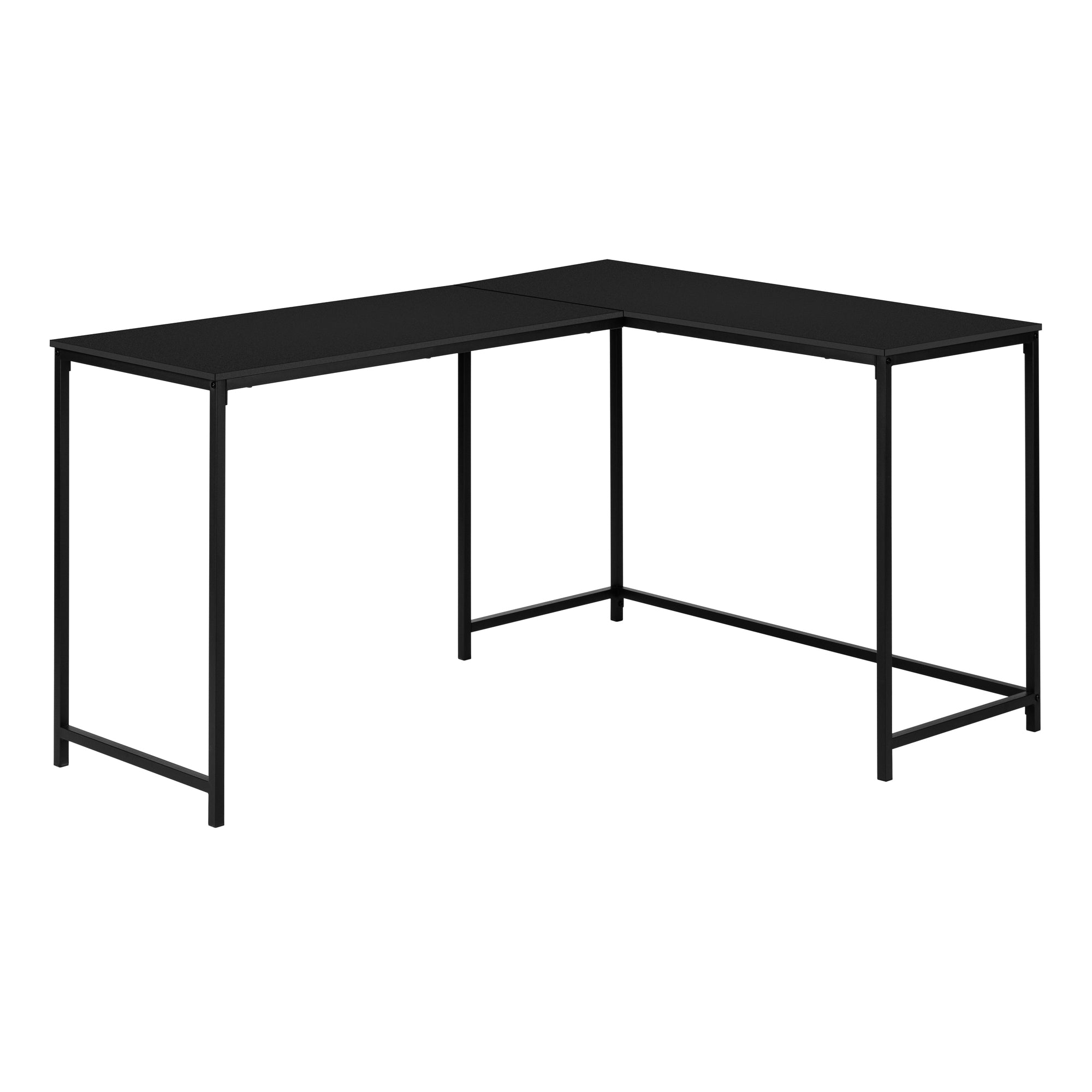 COMPUTER DESK - 58"L / ESPRESSO TOP / BLACK METAL CORNER