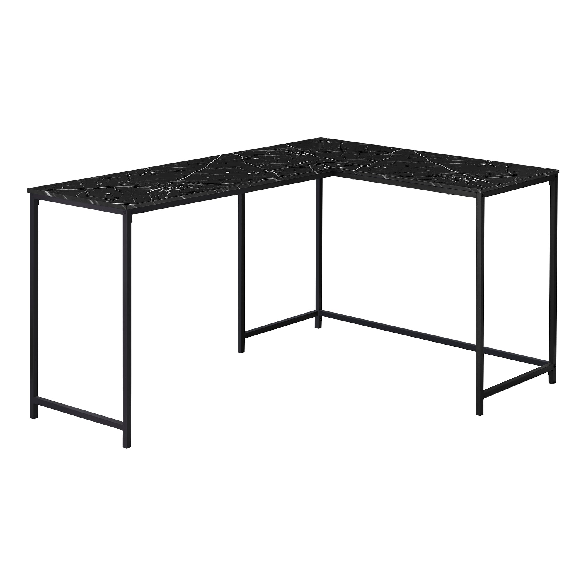 COMPUTER DESK - 58"L / ESPRESSO TOP / BLACK METAL CORNER