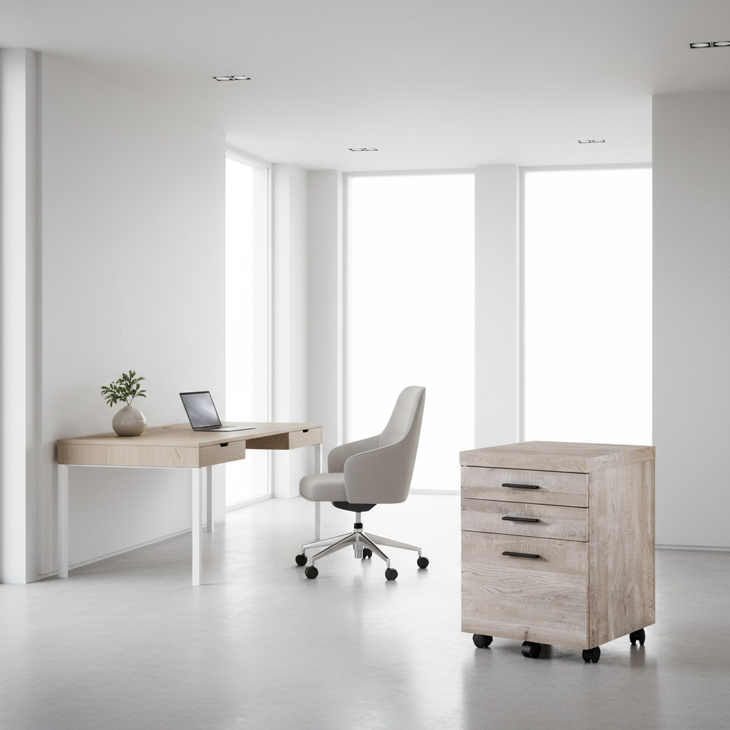 FILING CABINET - 3 DRAWER / WHITE ON CASTORS