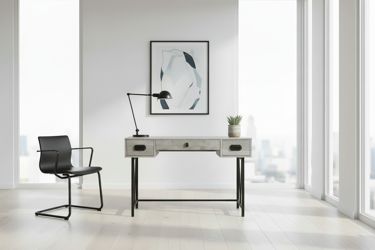 COMPUTER DESK - 48"L / BROWN RECLAIMED WOOD / BLACK METAL