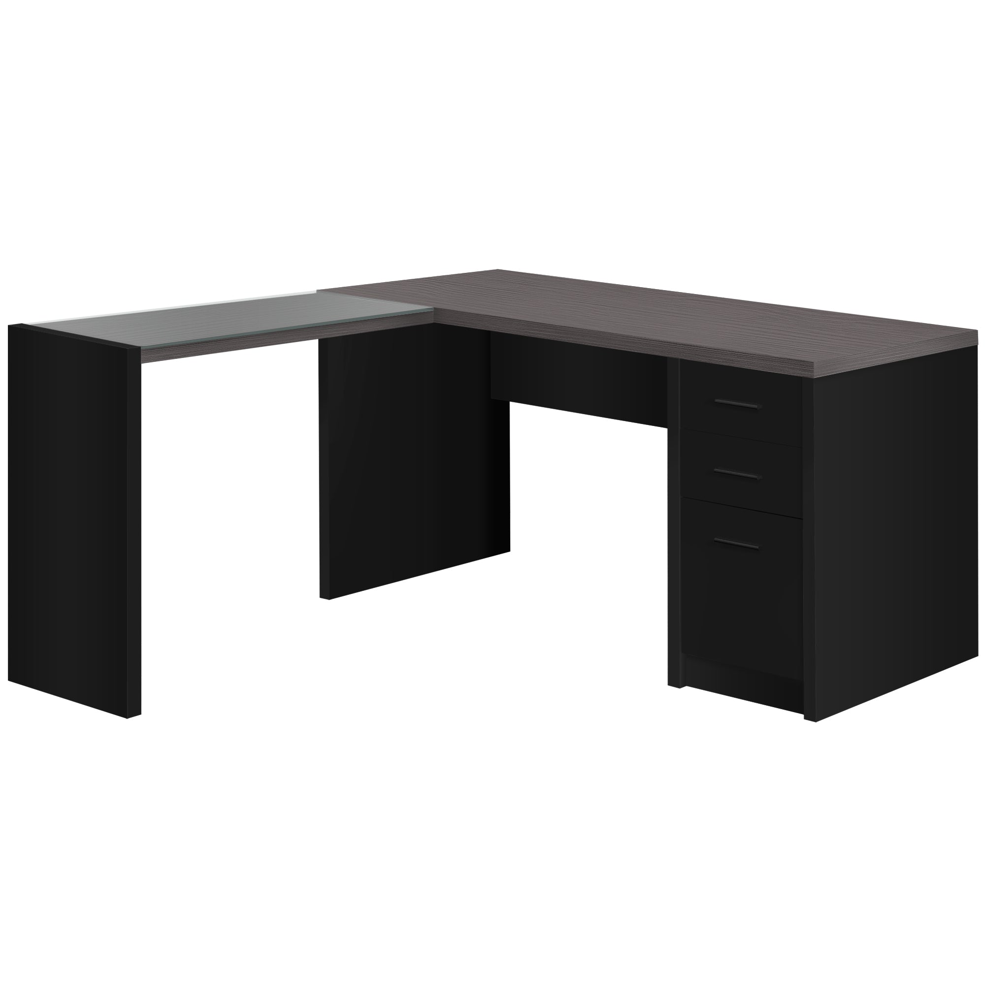 COMPUTER DESK - WHITE CORNER WITH TEMPERED GLASS
