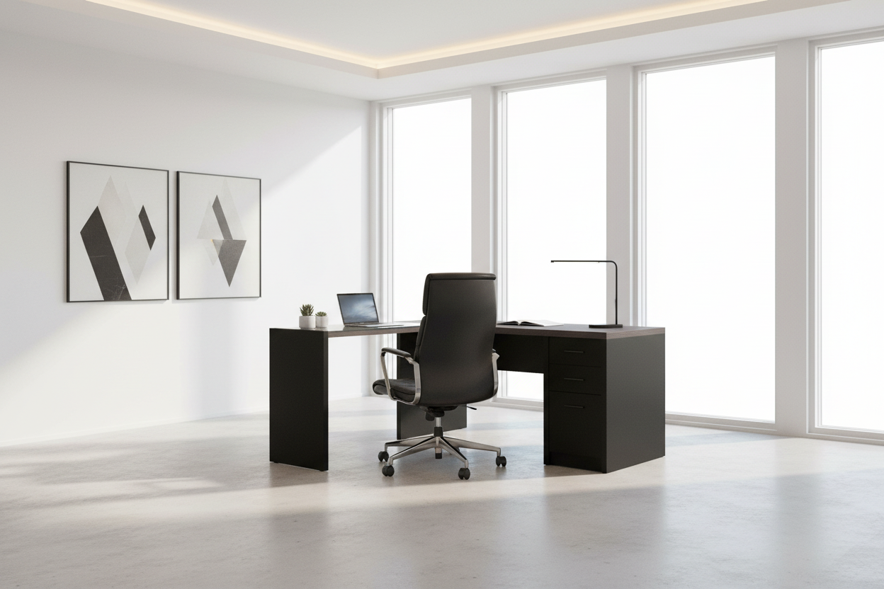 COMPUTER DESK - WHITE CORNER WITH TEMPERED GLASS