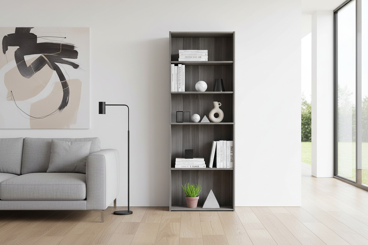 BIBLIOTHÈQUE - 72"H / CERISIER AVEC 5 ÉTAGÈRES