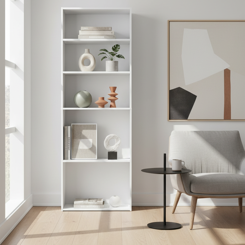 BIBLIOTHÈQUE - 72"H / CERISIER AVEC 5 ÉTAGÈRES