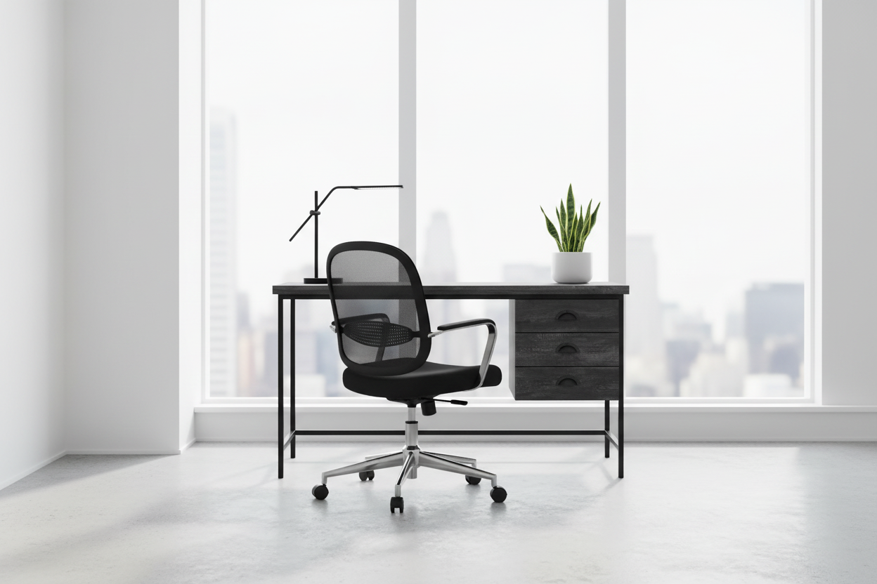 COMPUTER DESK - 55"L / BROWN RECLAIMED WOOD / BLACK METAL