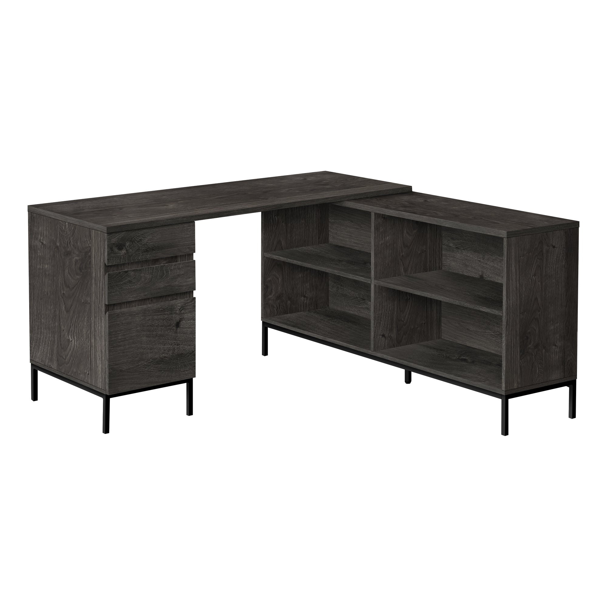 COMPUTER DESK - 60"L / RUSTIC BROWN L-SHAPED CORNER