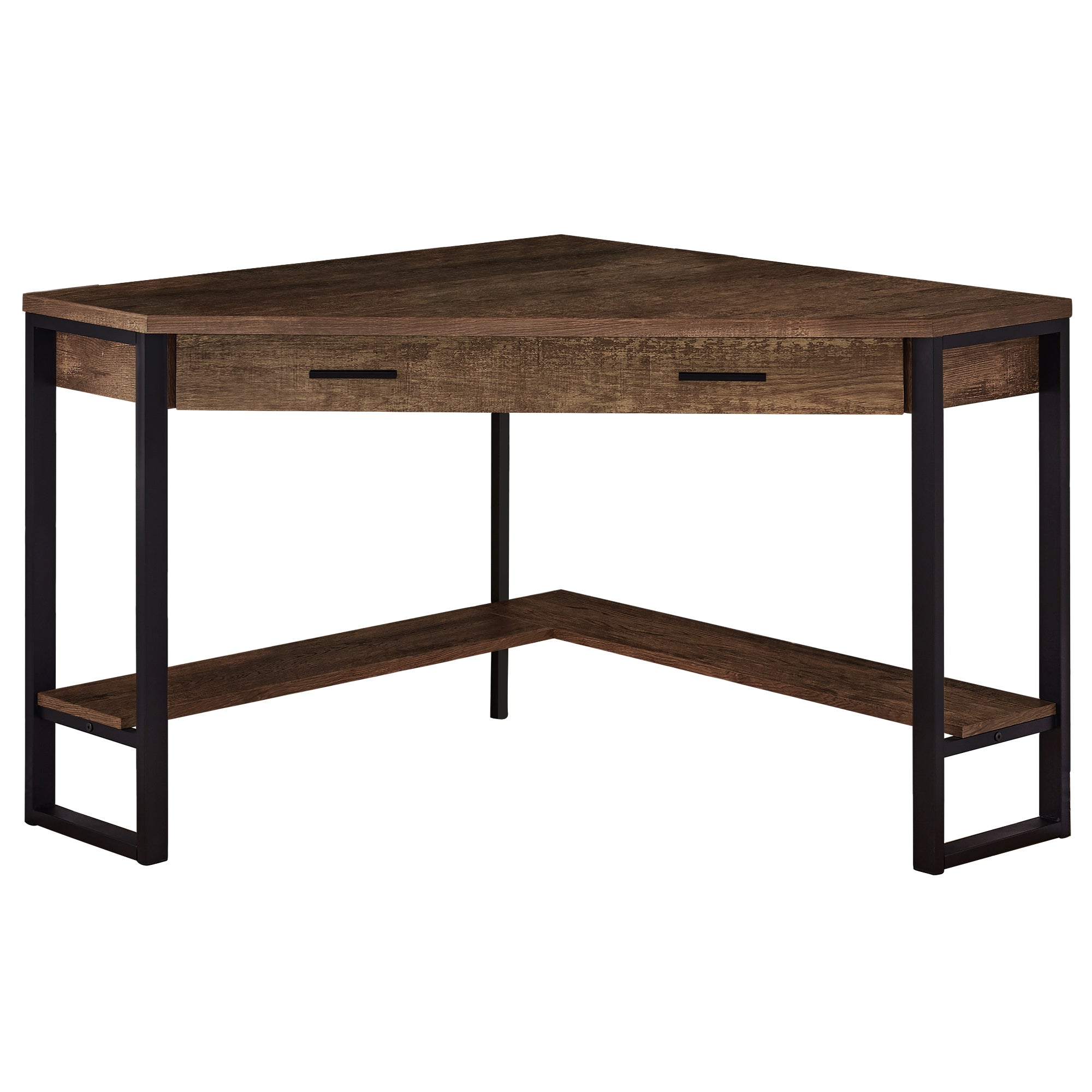 COMPUTER DESK - 42"L / WHITE CORNER / SILVER METAL