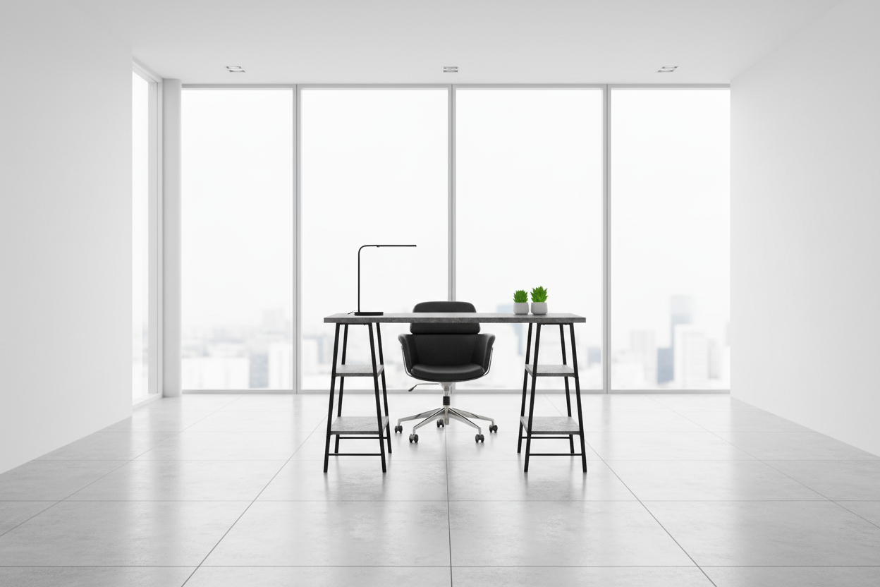 BUREAU D'ORDINATEUR - 48"L / BLANC / MÉTAL BLANC