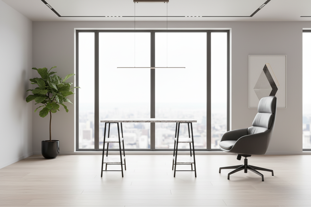 BUREAU D'ORDINATEUR - 48"L / BLANC / MÉTAL BLANC