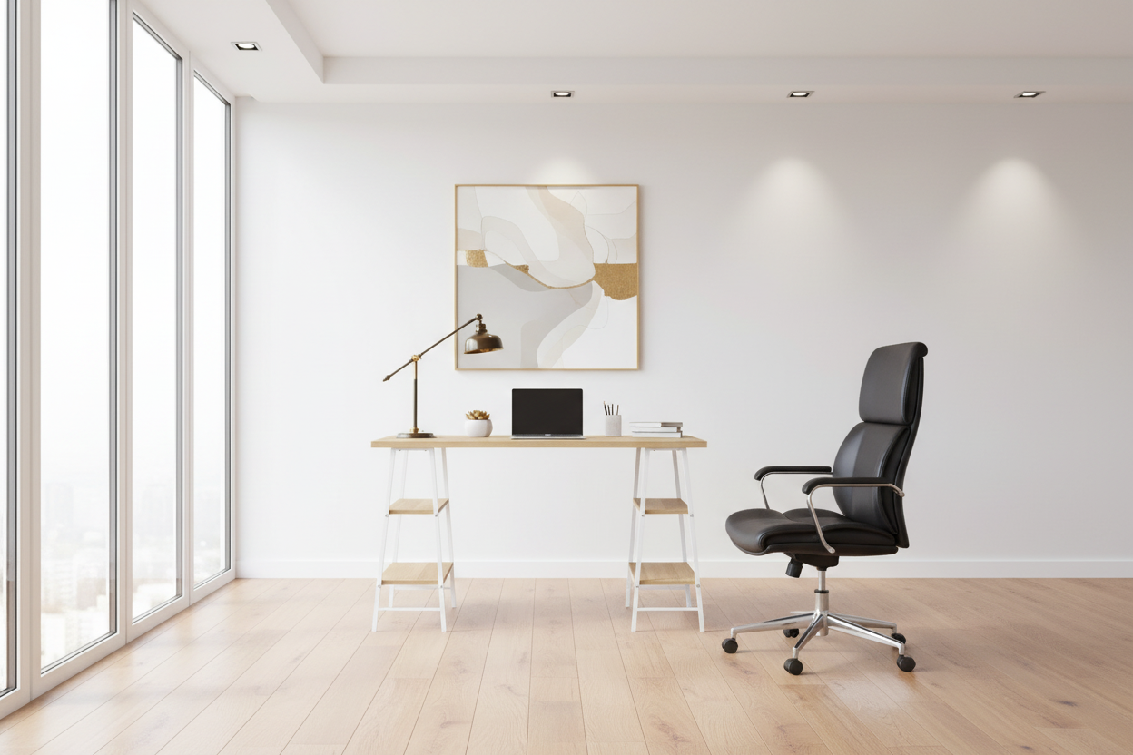 BUREAU D'ORDINATEUR - 48"L / BLANC / MÉTAL BLANC