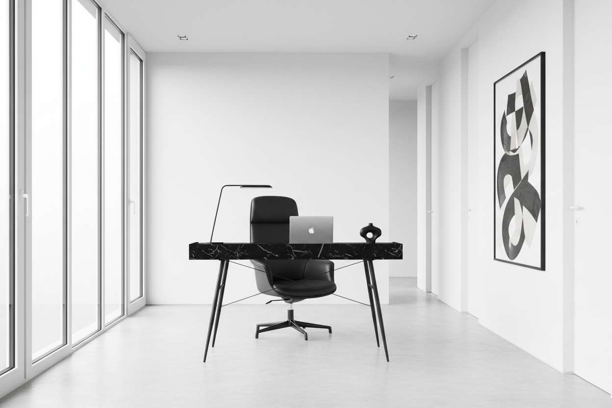 BUREAU D'ORDINATEUR - 48"L / NATUREL / MÉTAL BLANC