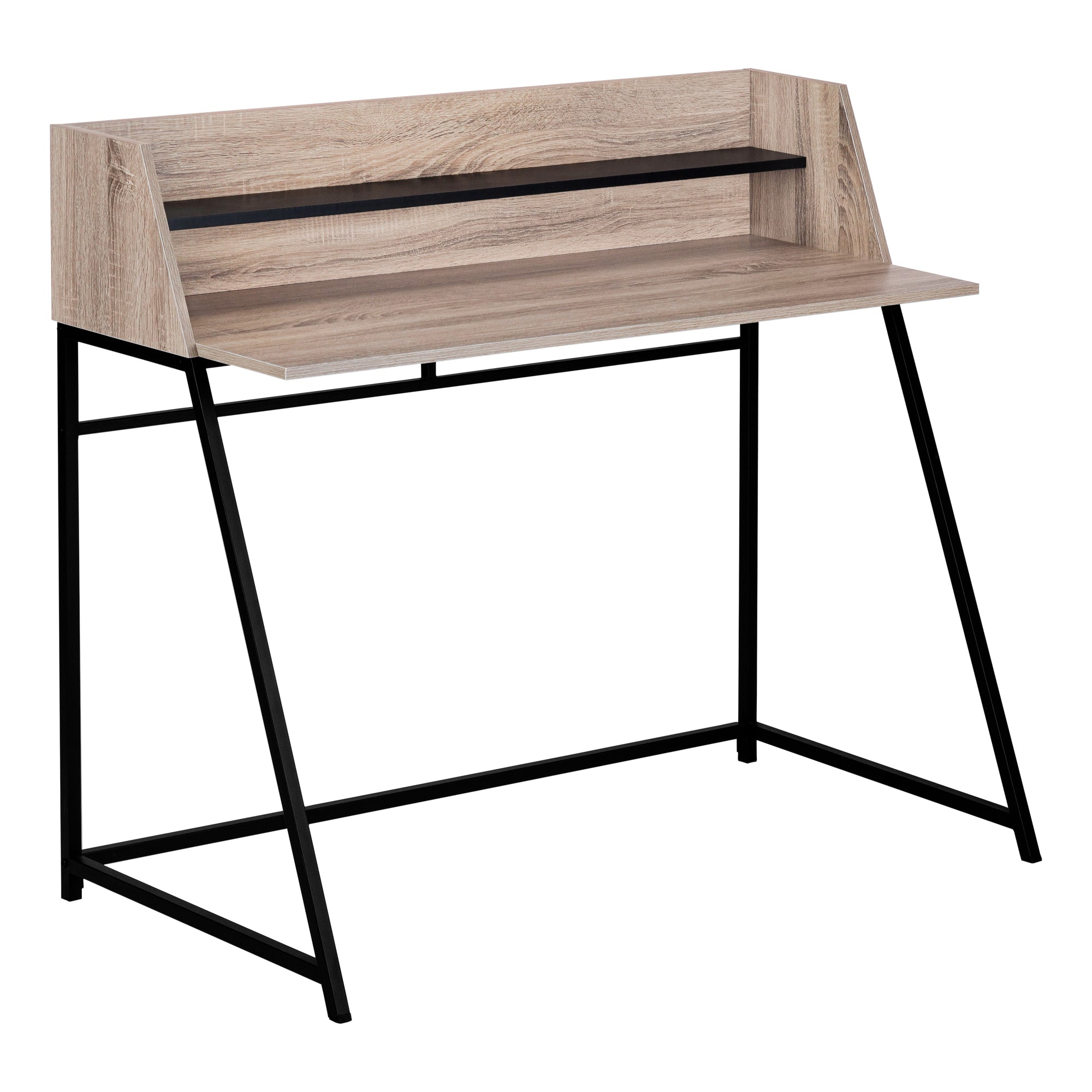 BUREAU D'ORDINATEUR - 48"L / NATUREL / MÉTAL BLANC