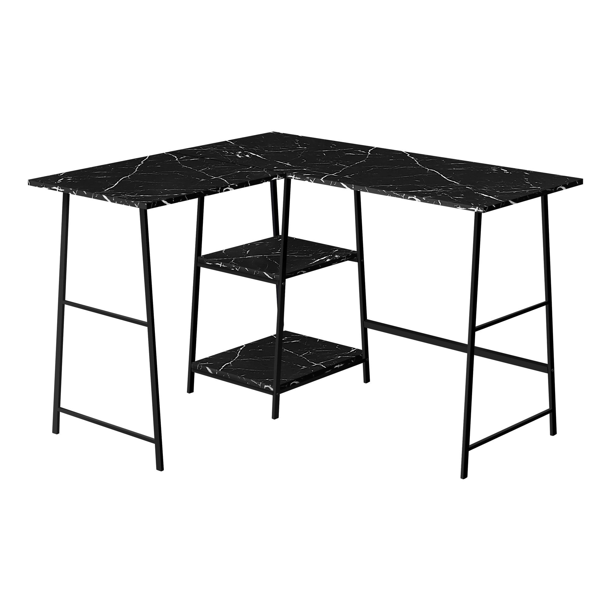 BUREAU D'ORDINATEUR - 48"L / DESSUS ESPRESSO / COIN EN MÉTAL NOIR