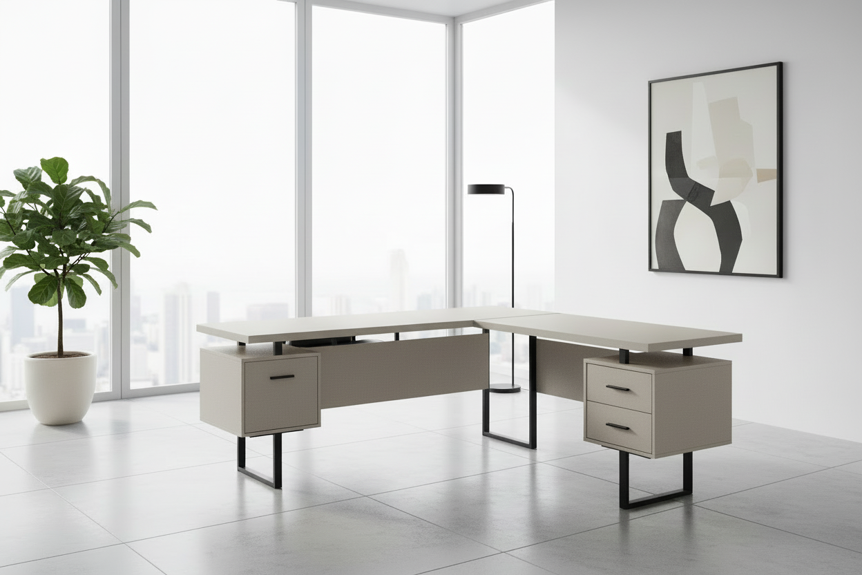 COMPUTER DESK - 70"L / DARK TAUPE LEFT OR RIGHT FACING
