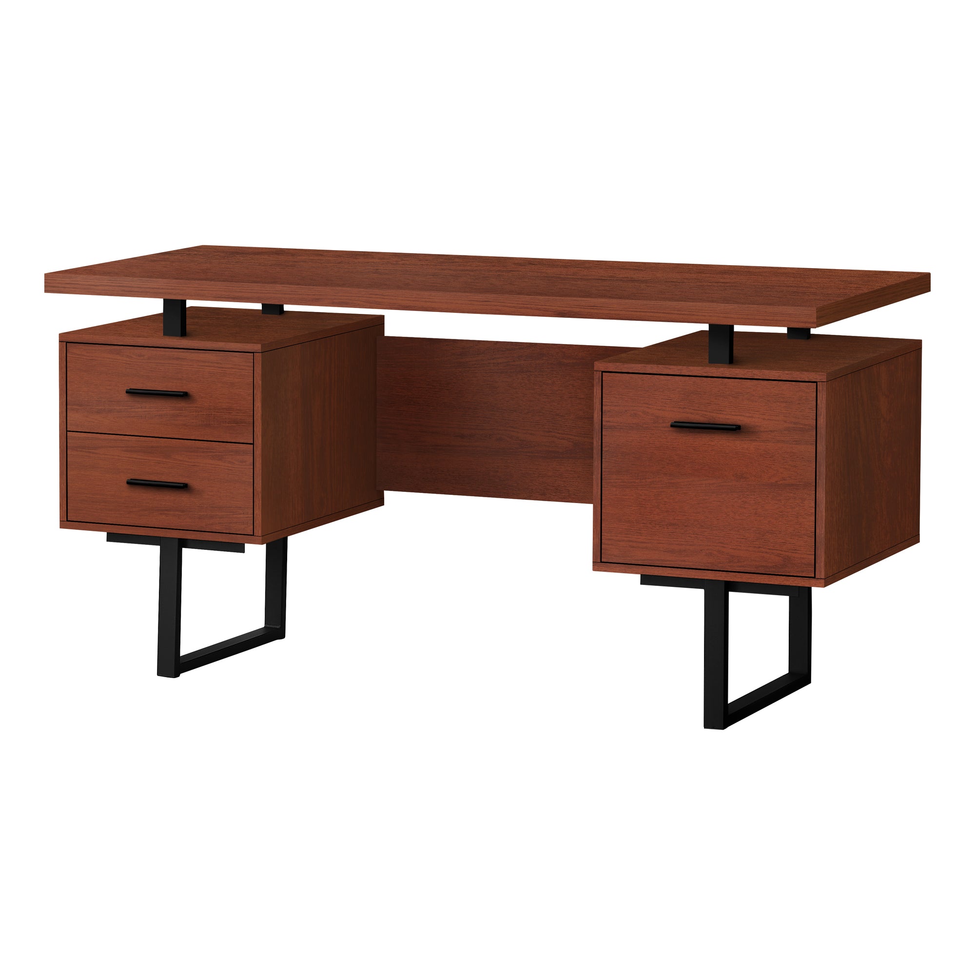 BUREAU D'ORDINATEUR - 60"L / ESPRESSO / MÉTAL ARGENTÉ
