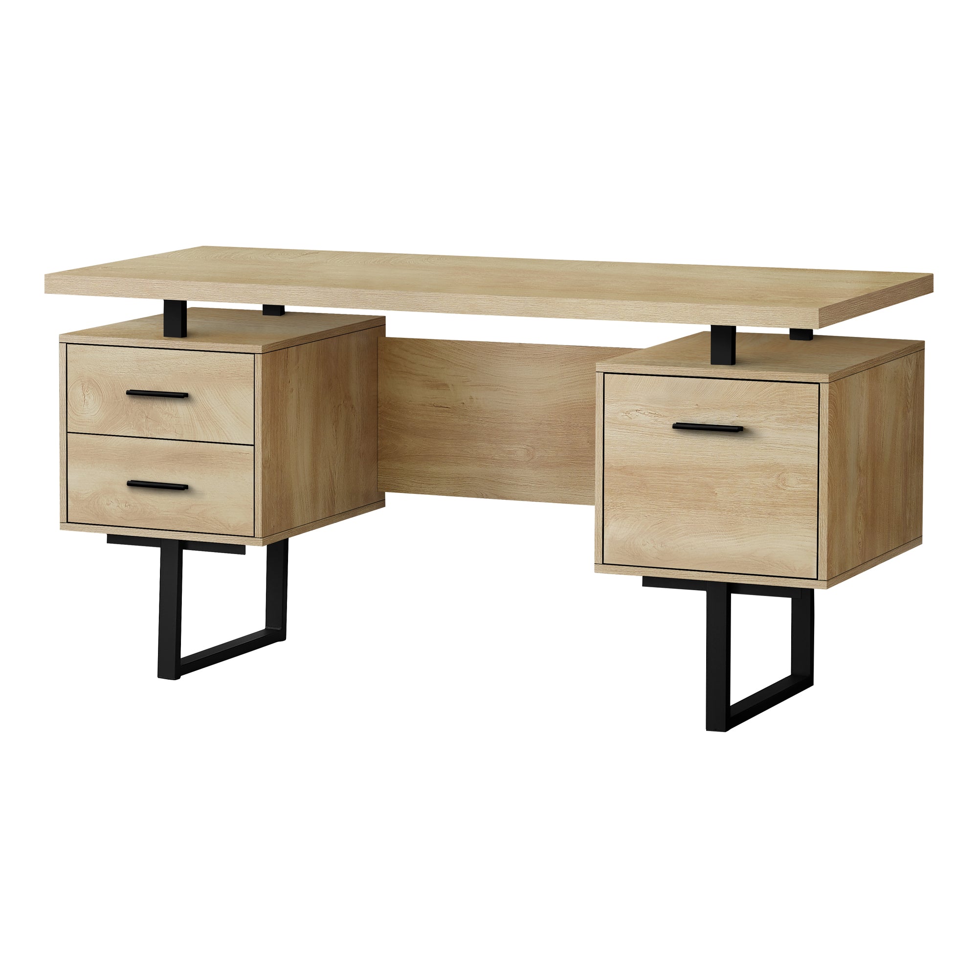 BUREAU D'ORDINATEUR - 60"L / ESPRESSO / MÉTAL ARGENTÉ